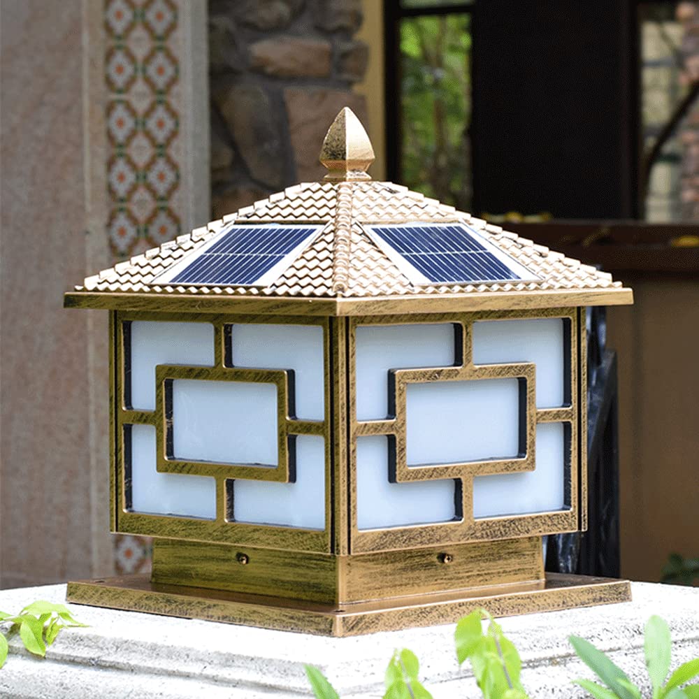 CHENKUI Solarna Lampa Słupkowa W Stylu Chińskim Przemysłowe Oświetlenie Pocztowe Kreatywne Oświetlenie Kolumnowe Z Latarnią W Kształcie Słupa Czujnik Zmierzchu Do Świtu IP54 Wodoodporny Super Jasny
