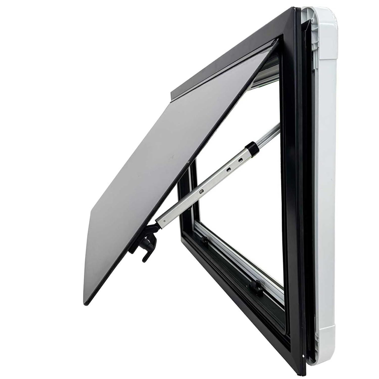 Finestra apribile SWISS OUTDOOR 500x400 – Vetro acrilico ULTRAFLAT, omologato ECE R43, doppia vetratura, tendina e protezione antinsetti, cornice bianca, isolata, finestra per camper, furgone