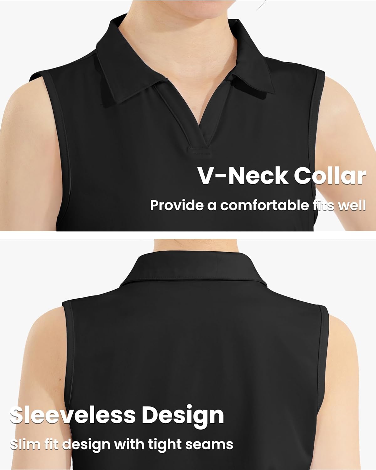 Auranso Girls Sleeveless Polo Shirts V-Neck Golf Tennis T-Shirts with Collared Quick Dry Tank Tops - Image 4