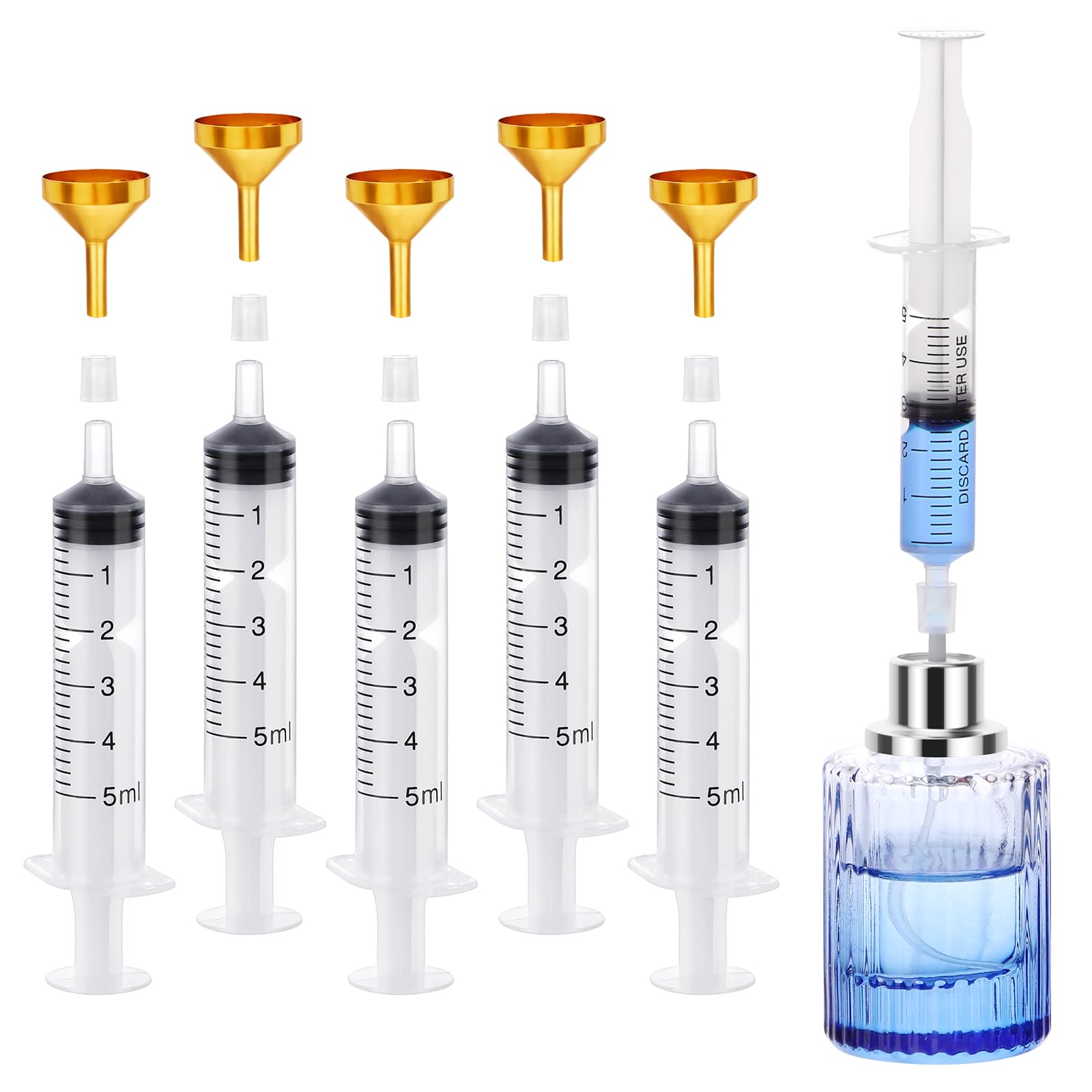 Segbeauty 10pcs Perfume Travel Refill Tools, 5ml Plastic Perfume Extractor Dispenser Refill Tool Transfer Tools Set for Refill Perfume, Large Funnel for Refillable Cologne Perfume Atomizer