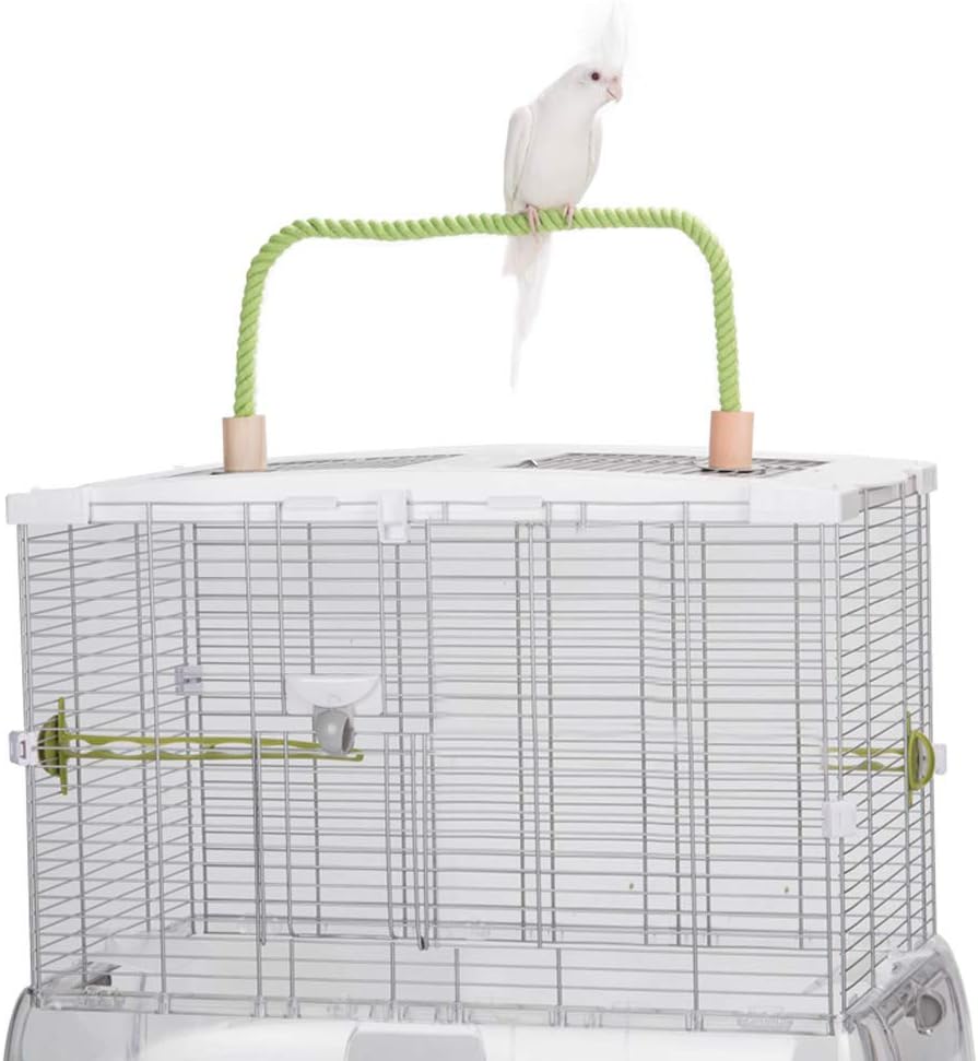 QBLEEV Bird Hemp Rope Perch Swing, Parrot Grinding Perches Cage Top Play Stands Playground Birdcage Accessories Rope Bungee Toys(Cage…