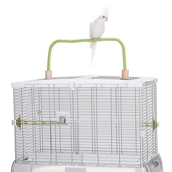 QBLEEV Bird Hemp Rope Perch Swing, Parrot Grinding Perches Cage Top Play Stands Playground Birdcage Accessories Rope Bungee Toys(Cage not Included)