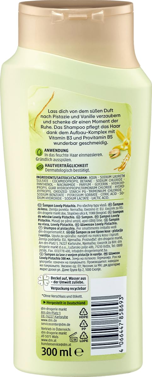 Balea 3er-Set Haarpflege: Shampoo Lovely Pistachio für geschmeidiges Haargefühl mit Pistazie Vanille Duft, 300 ml + Haarparfum Winter Breeze duftet blumig-frisch nach Schneeglöcken, 2 x 100 ml (500ml)