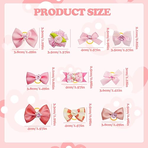Miniatura 3 de 20 lazos para el pelo de perro, coloridos lazos para perros pequeños, elegantes lazos elásticos para perros con bandas de goma para el nudo