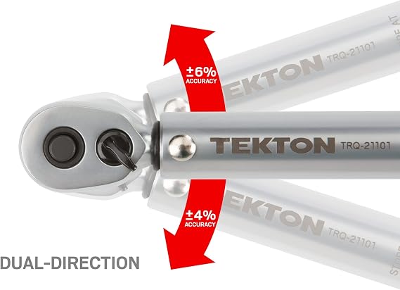 TEKTON TRQ21101 1/4 Drive 2-Way Click Torque Wrench 10-150 in-lb./1.1-16.9 Nm