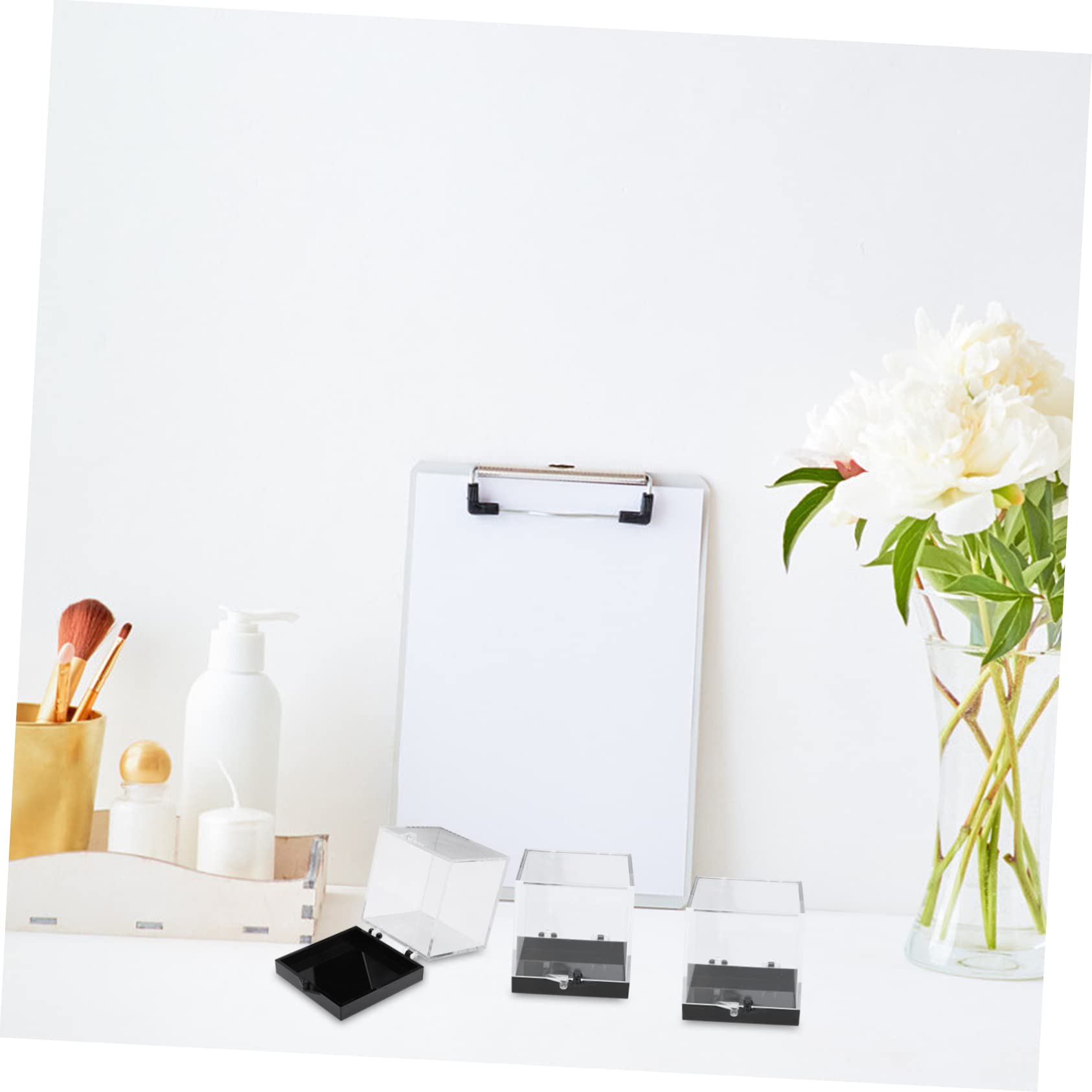 HOMOCONO Portable Specimen Display Case Square Transparent Plastic Box for Rock Collection Sticker Display Case