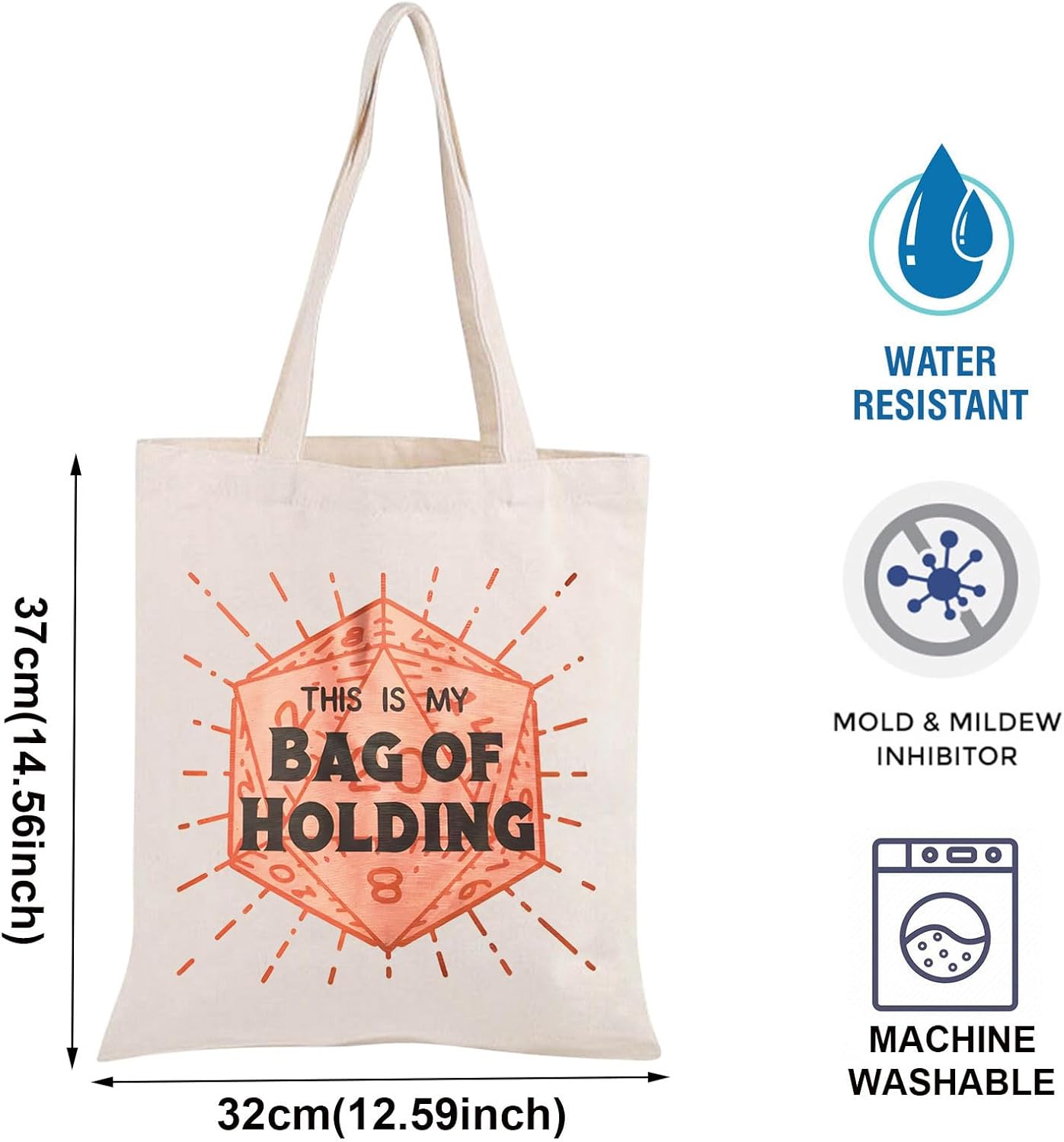 BLUPARK DM Gift Bag Of Holding Tote Bag DND Dice Canvas Tote DnD Accessory Bag of Holding Gifts Tabletop Game RPG Gift - Image 3