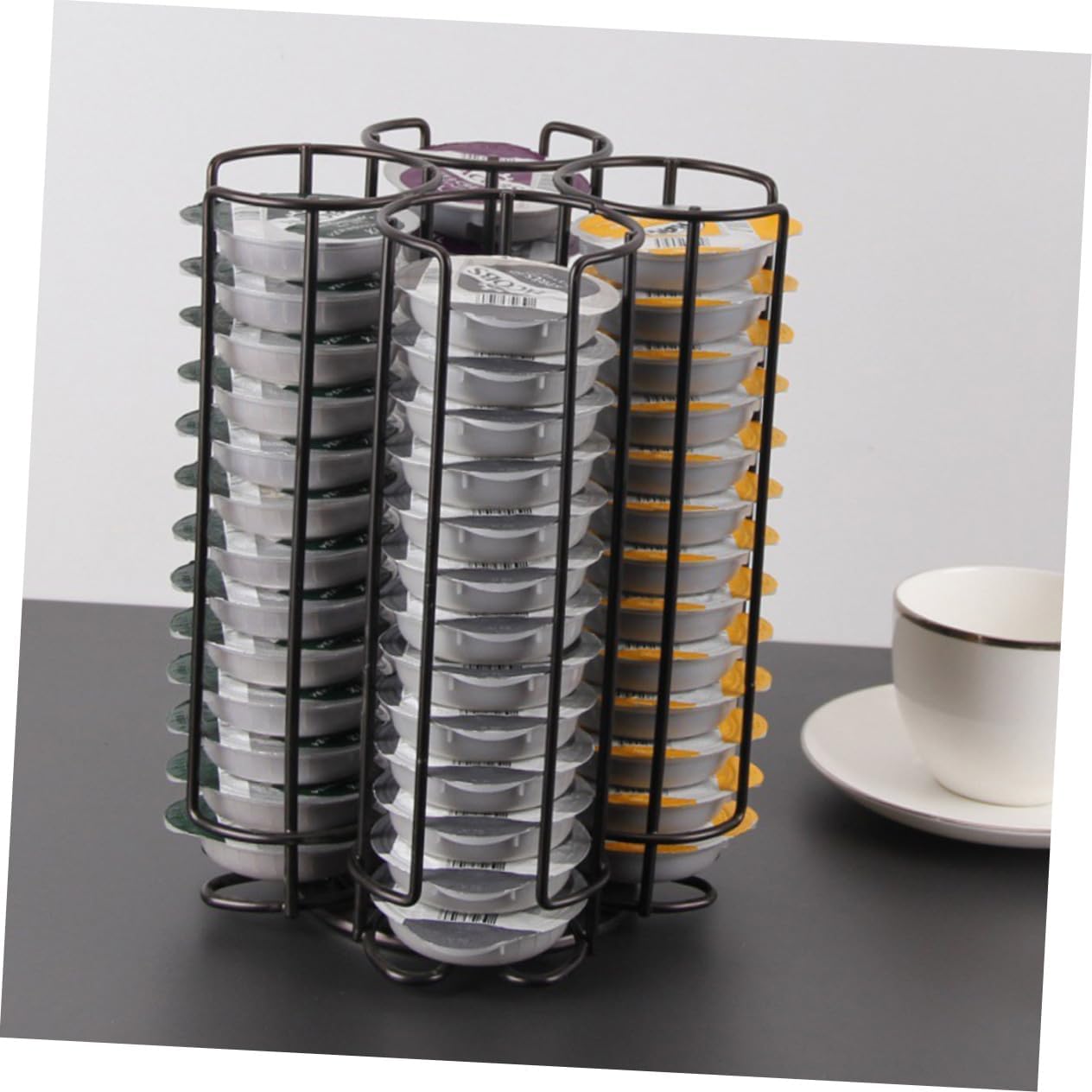 Mikinona 1pc Coffee Capsule Rack Rotating Storage Stand for Office and Home Vertical Organizer for -saving Design Black Finish