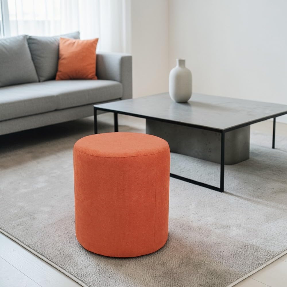 Liberoshopping Pouf Tondo Dante D 40 cm, Sgabello Poggiapiedi Imbottito in Tessuto Antimacchia Idrorepellente, Design Moderno, 100% Made in Italy (Arancio)