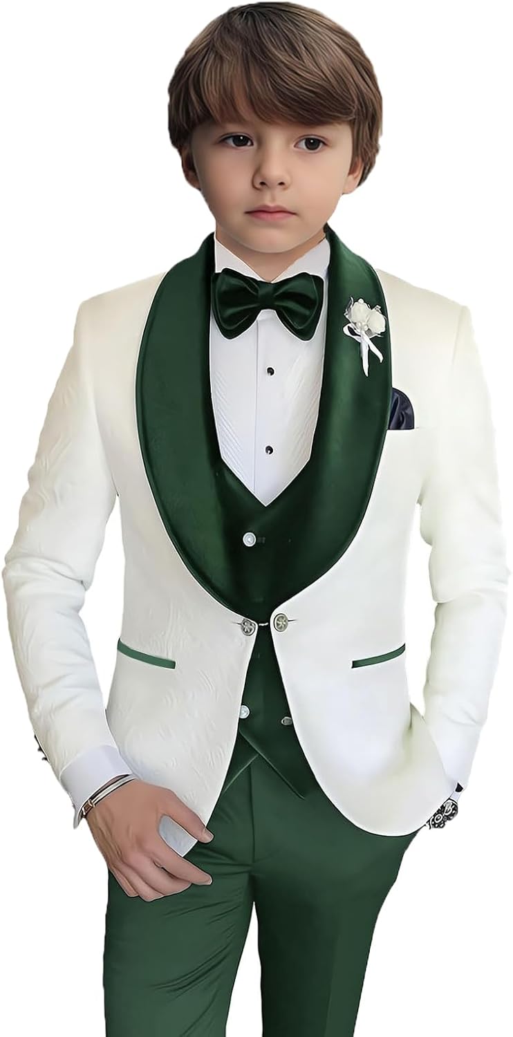 3 Piece Boys Suit Set Slim Fit Kids Blazer Dresswear Tuxedo Jacket Pants Size 3-16 Years Party Wedding Outfit
