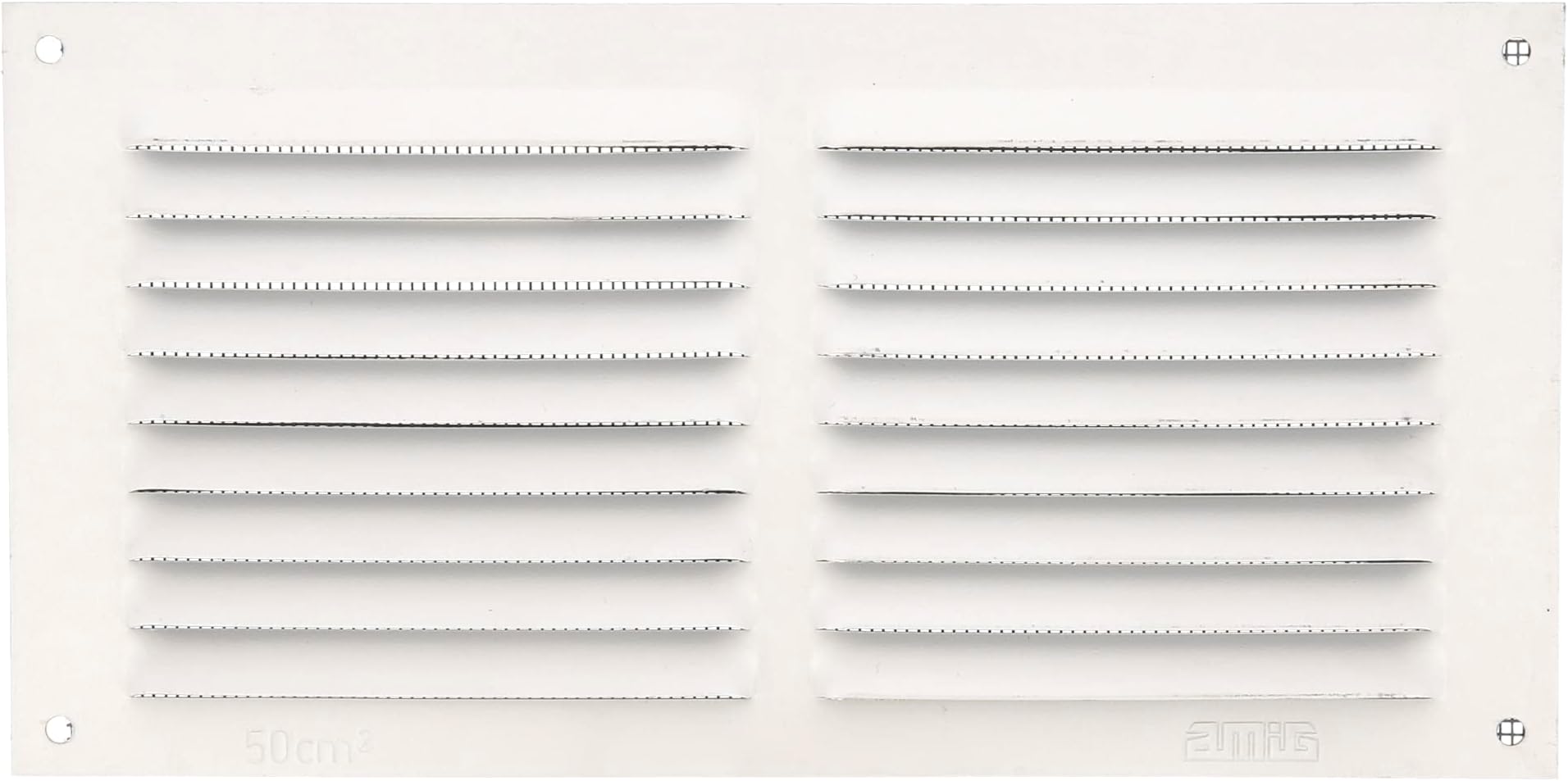 Amig - Rectangular Aluminium Ventilation Grille with Mosquito Net | Ventilation Grille for Air Outlets | Ideal for Ceilings | Dimensions: 100 x 200 mm | Colour: White