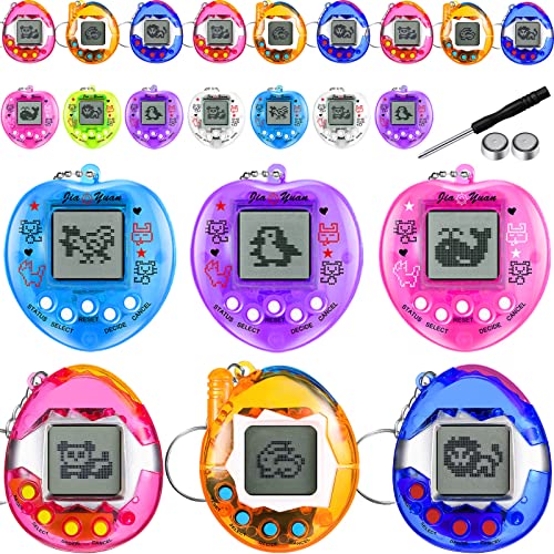 24 Pieces Virtual Electronic Digital Pets Keychain Easter Gift Game Virtual Pocket PET 90s Toys PET Keychain Nostalgia Digital PET Handheld Game Machine for Boys Girls Adults Party (Plain)