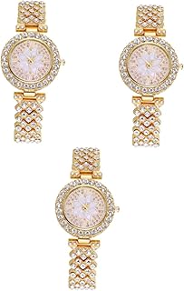 3 Pçs Relógios Femininos Cheios De Diamantes Relógios De Moda Para Mulheres Relógios Femininos Relógios Requintados Ornamentos Relógios Femininos Relógios Femininos Relógios De