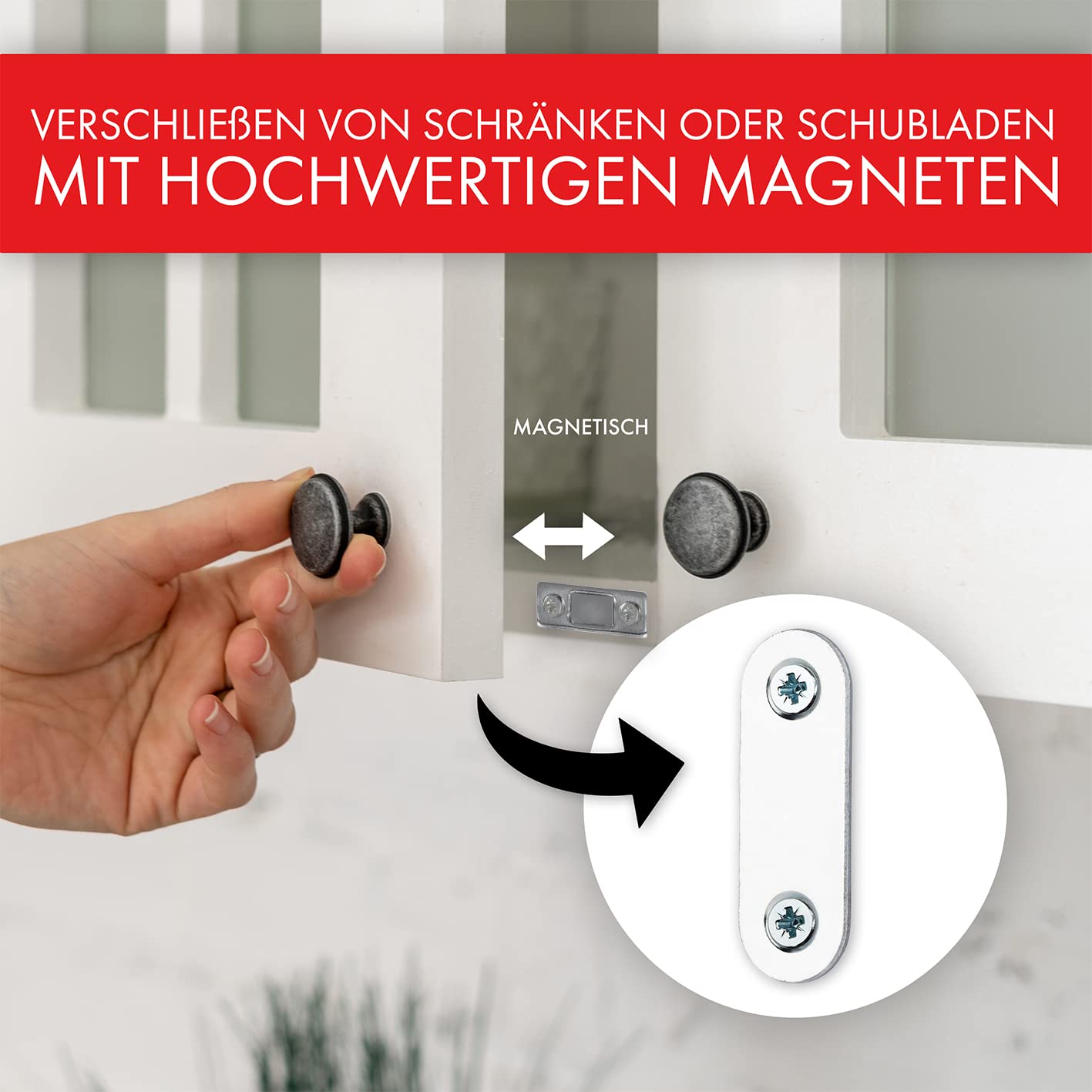LouMaxx Strong Adhesive Magnet - 8kg Hold Force - Pack of 6 - Stainless Steel - Ultra Thin - Magnetic Cabinet Door Magnet — Amazon image 2