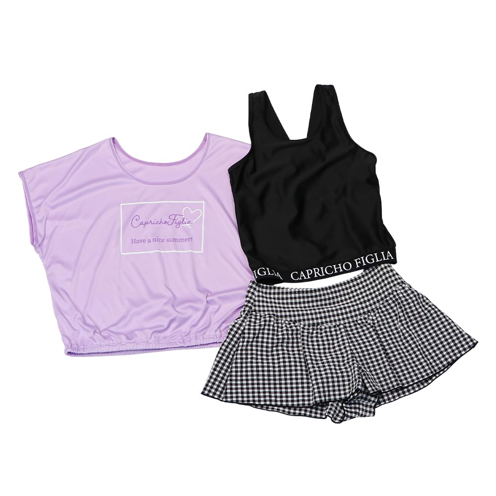 Amazon.co.jp: [BEACHMEMORY] Tシャツ付きセパレート水着3点