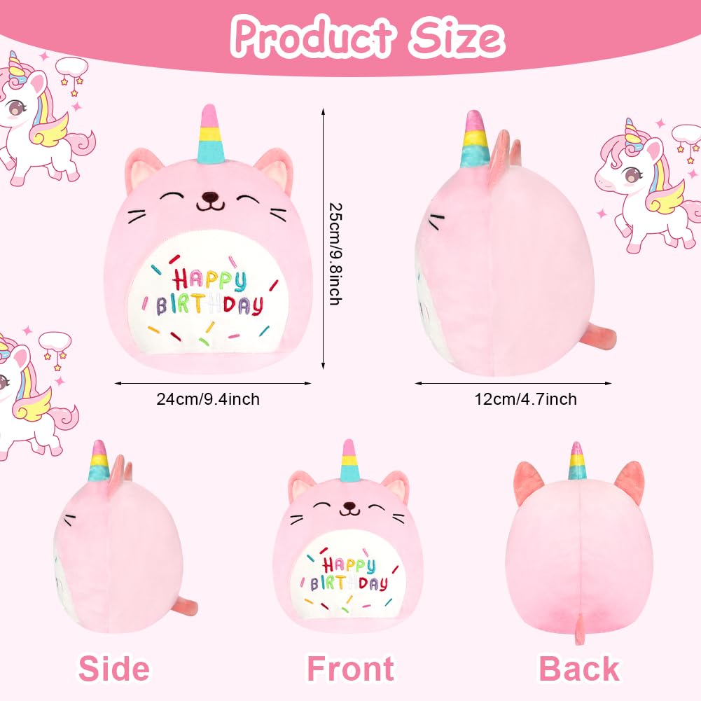 Vicloon Pluszowa poduszka, pluszowa poduszka w kształcie kota, kawaii miękka zabawka, pluszowe zwierzęta, super miękka, pluszowa lalka, prezent dla dziewczynki w wieku 3 lat (jednorożec, 24 cm)