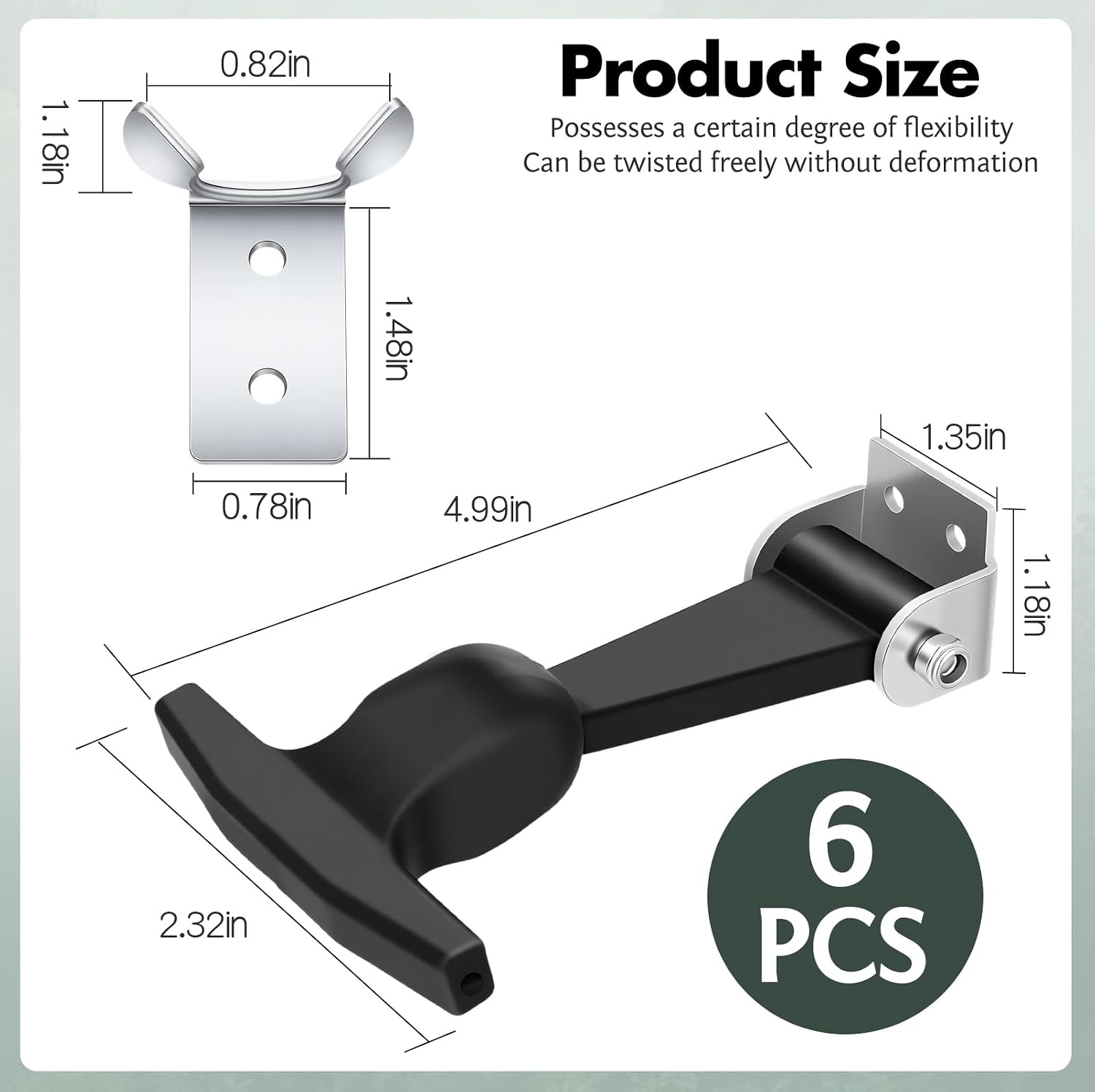 Mudder 10 Pcs Elastic Stainless Steel Rubber Hood Latch 4.7 Inches Flexible T Handle Hasp Rubber Hold Down Latch with Brackets for Toolboxes, Vehicle Engines, Hoods