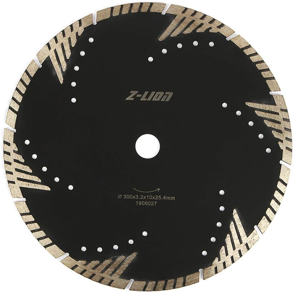 Z-LION Diamond Saw Blade 12" Inch Turbo Diamond Segments Blade for Marble Granite Stone Pavers Concrete Wet/Dry Cutting