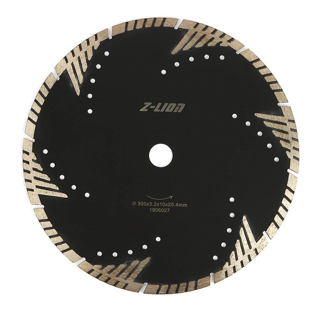 Z-LION Diamond Saw Blade 12" Inch Turbo Diamond Segments Blade for Marble Granite Stone Pavers Concrete Wet/Dry Cutting