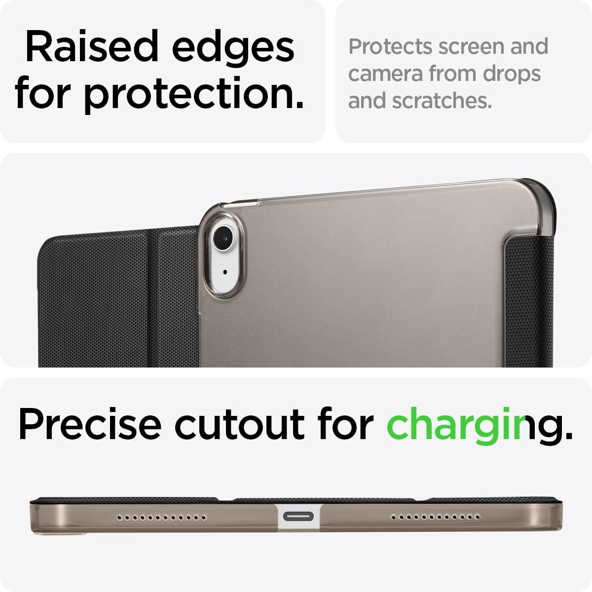 Spigen iPad 10.9" Liquid Air Folio Black & iPad 10.9" 10th Gen Glas.tR EZ Fit (1P)