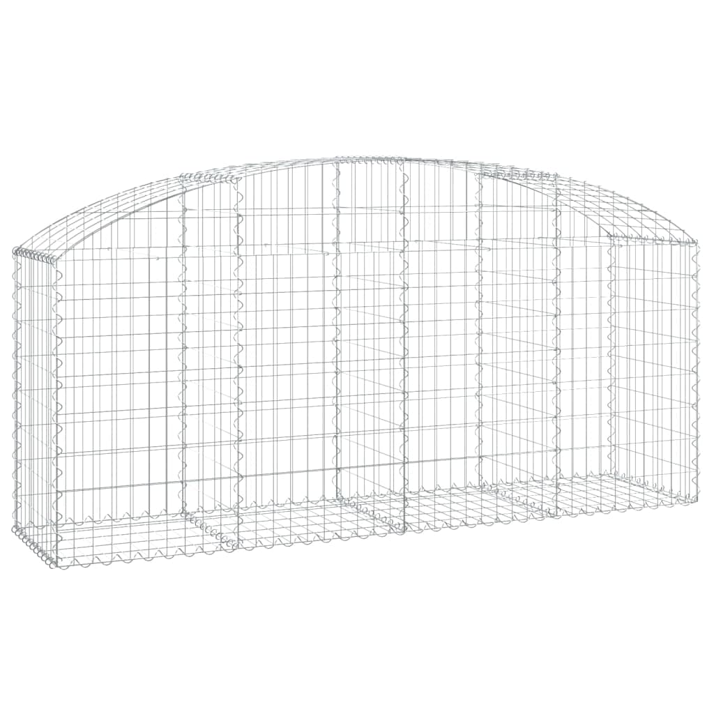 Hochbogen Gabione 200x50x80/100 cm Verzinkter Drahtkorb Silber | Dekorativer Gabionenkorb aus verzinktem Draht für Garten, Hinterhof und Terrasse, ideal als robuster Sichtschutz.