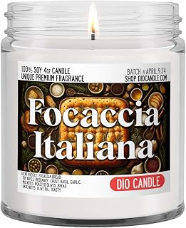 Focaccia Italiana Scented Candle - Fresh Bread Aroma, 100% Vegan Soy Wax, Cotton Wick, Handmade in Denver 4oz Jar