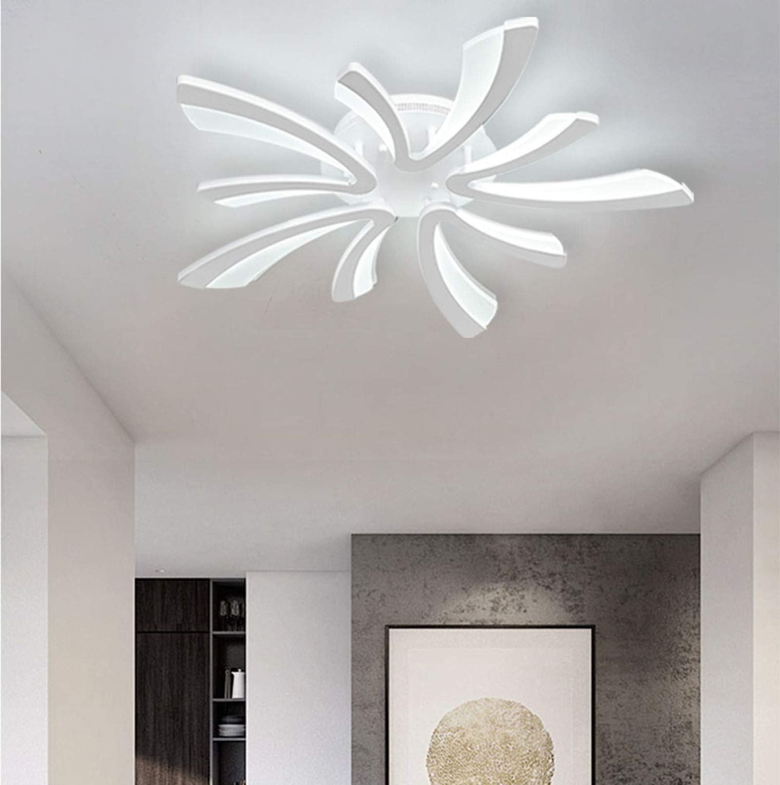 Oninio Flush Mount LED Ceiling Light, Acrylic Panel Modern Ceiling Lighting Fixtures, 5 Lights Cool White Ceiling Lamp, 50W Surface Mounted Ceiling Light for Living Room,Bedroom,Kitchen