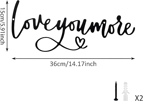 Miniatura 2 de Ajqiomh Letrero de metal con texto en inglés "Love You More" para decoración de pared de metal, para sala de estar, dormitorio, decoración de casa