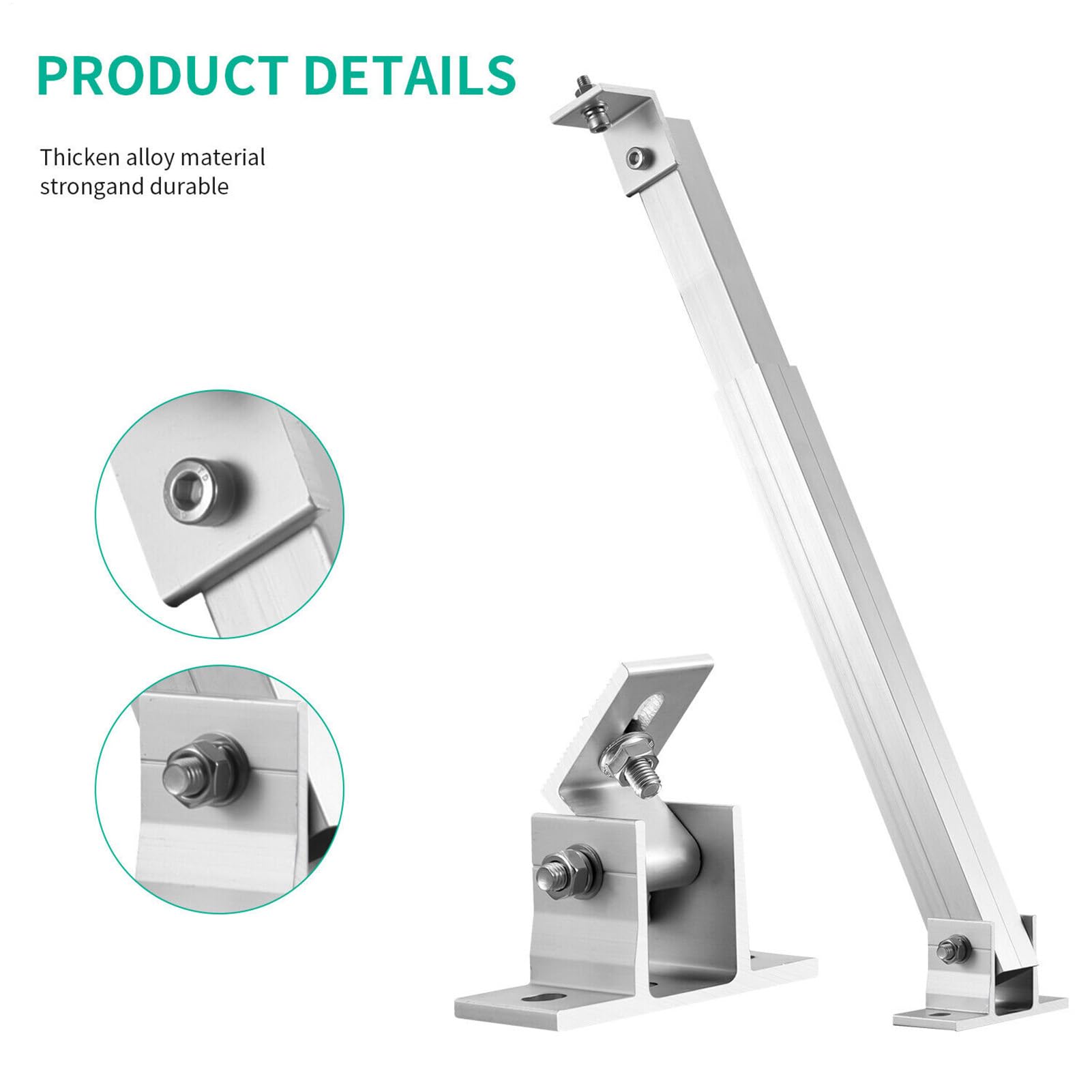 Soporte de montaje inclinable – Soporte de panel solar ajustable de | aluminio para de alimentación | Marco de instalación en tierra, estructura de montaje en techo de autocaravana, soportes