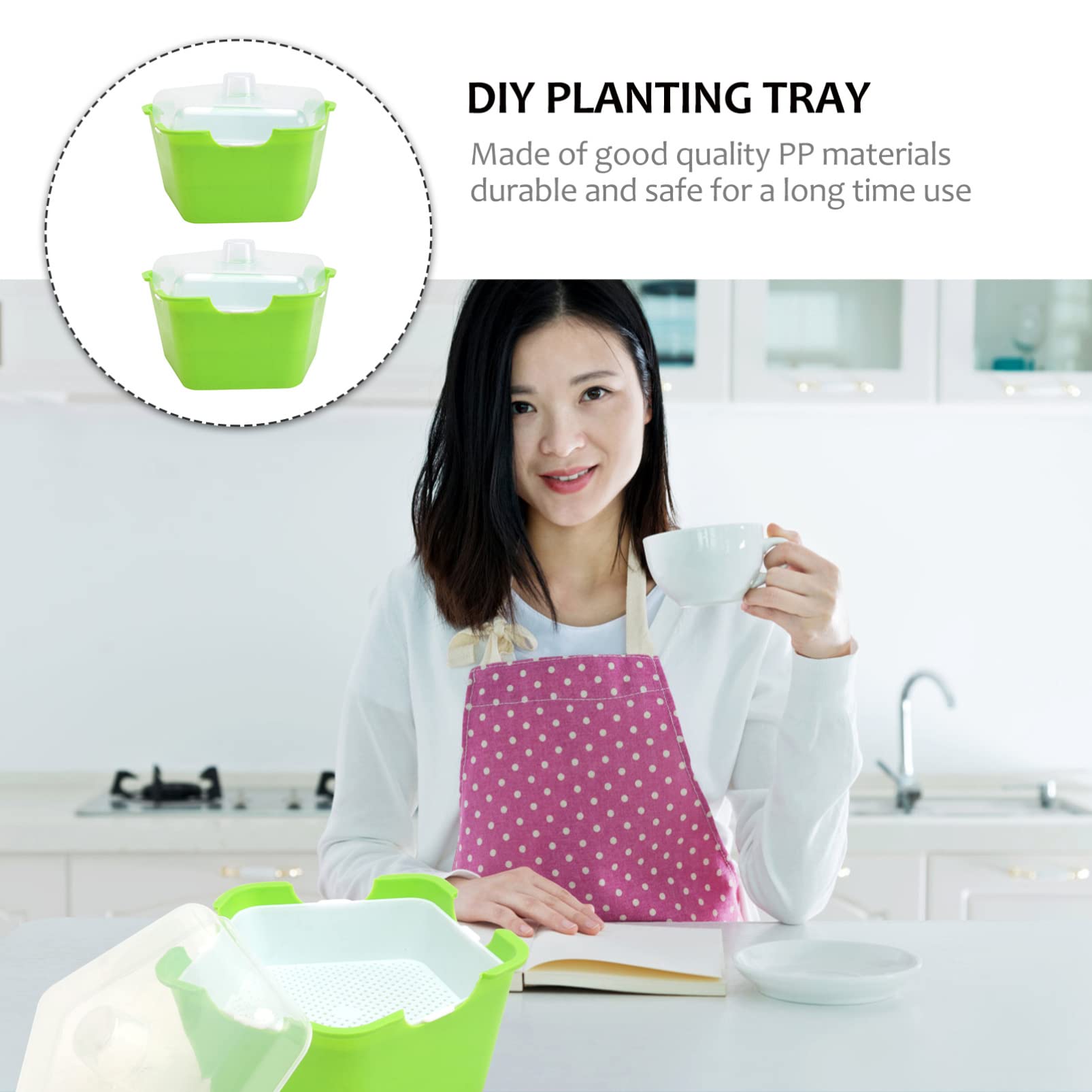 Happyyami 4ensembles Boîtes De Germination Multifonctionnelles pour Plantes Bac De Semis De Qualité Alimentaire avec Couvercles pour Jardinage Intérieur