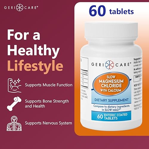 Miniatura 2 de Gericare Cloruro de magnesio lento | Tabletas de calcio de Geri-Care | Suplemento nutricional | Botella de 60 unidades (paquete de 1)
