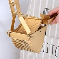 Vista 5 de Acero inoxidable Patata Ricer Exprimidor de Frutas Grande Exprimidor Triángulo Masher Hand Ricer Masher Herramienta de Cocina Oro Rosa