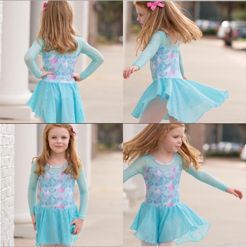 Zaclotre Ballet Leotards for Girls Toddler Classic Long Sleeve Criss-Cross Back Dance Dress Ballerina Outfits - Image 5