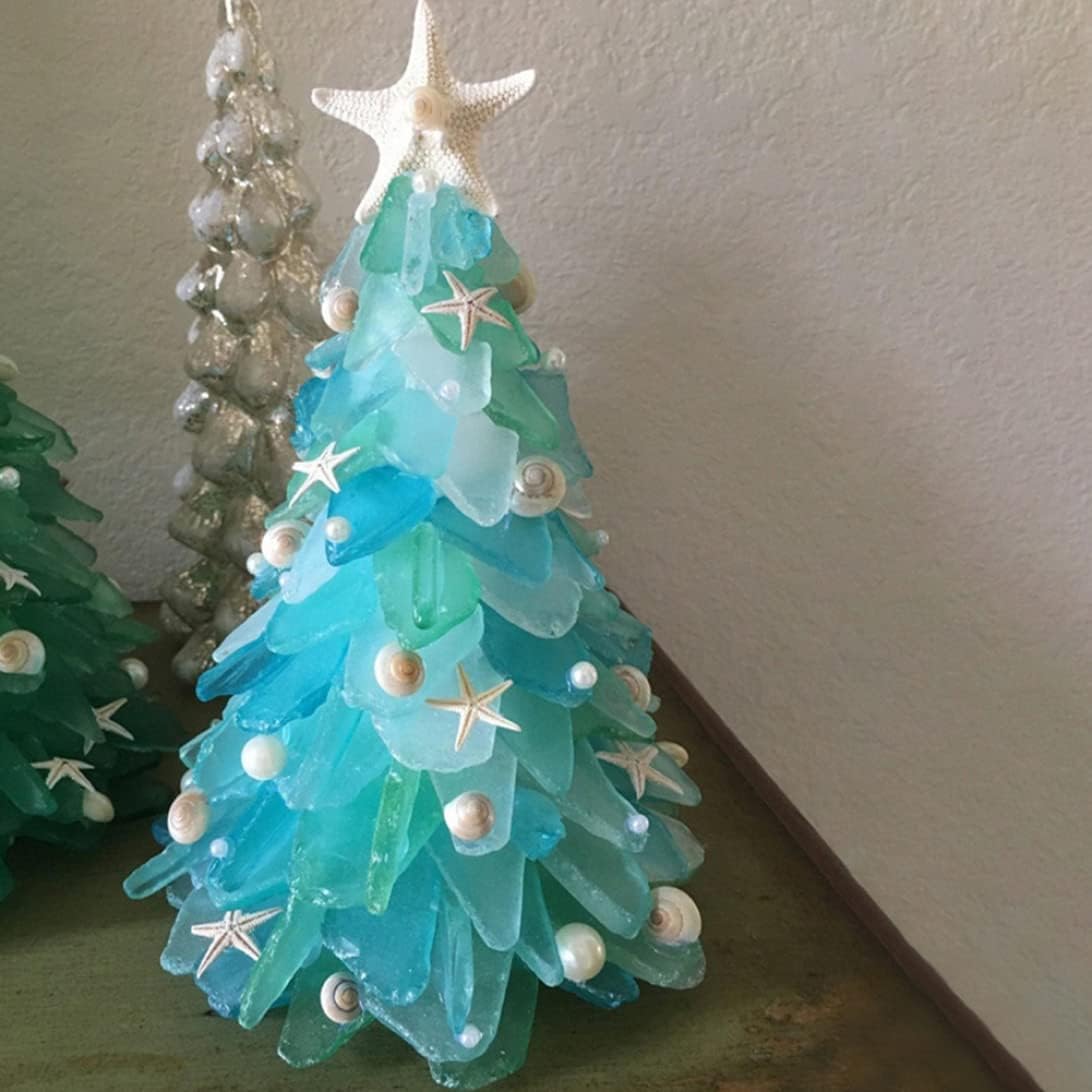 Sea Glass Christmas Tree,New Resin Crystal Sea Glass Tree