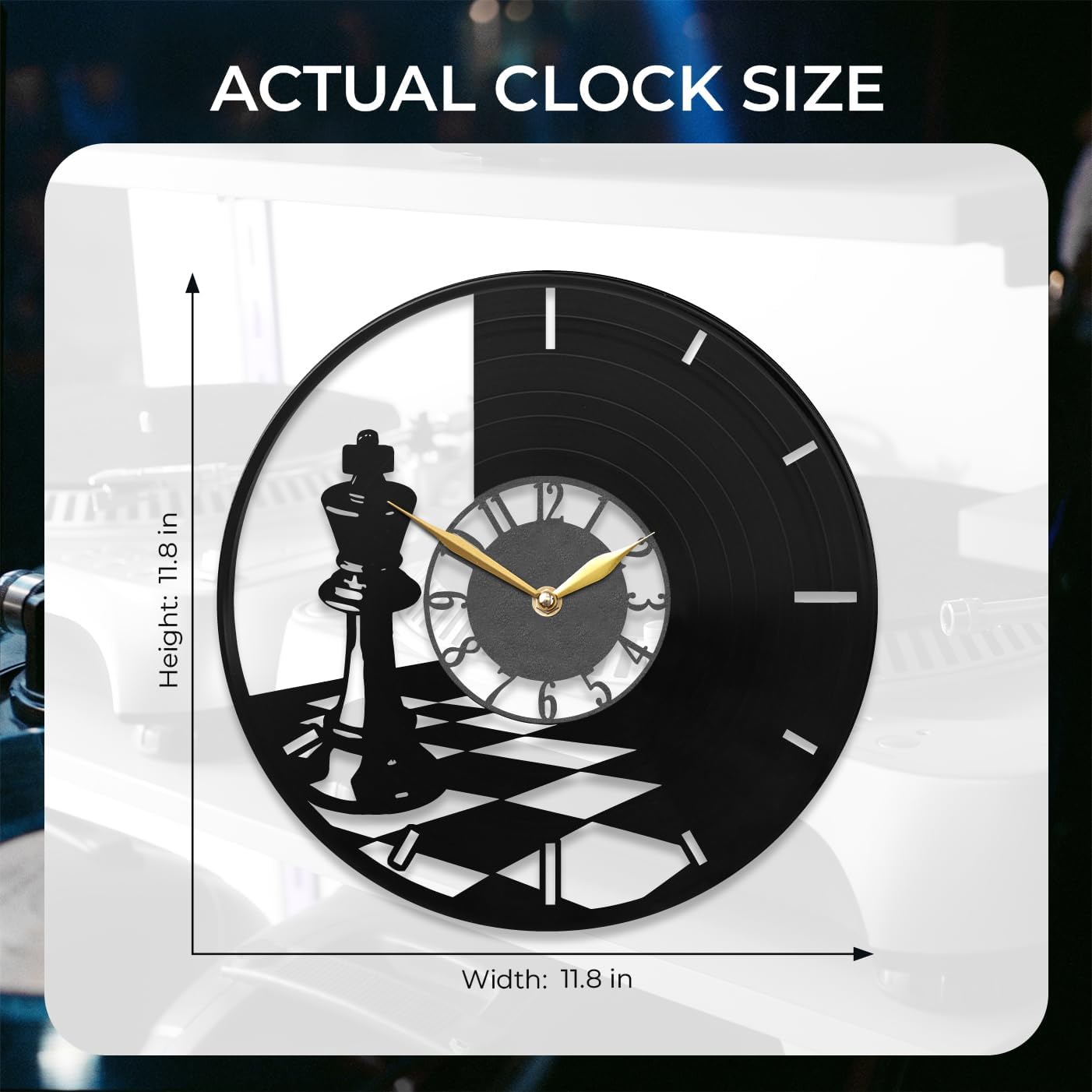 Chess King Wall Clock – LED Strategy Decor for Game Room, Unique Board Game Gift Idea, Classic Player Accent Art, Modern Chessboard Theme, Smart Mind Decor Gift, Black image 3