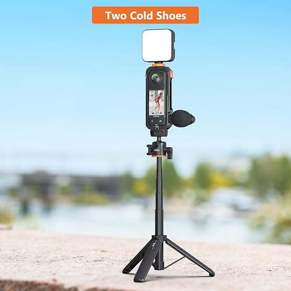 VRIG Frame Cage for Insta360 X4,Aluminum Protective Case for Insta360 X4 with Silicone Lens Cover, Built-in Cold Shoe and 1/4 Threads