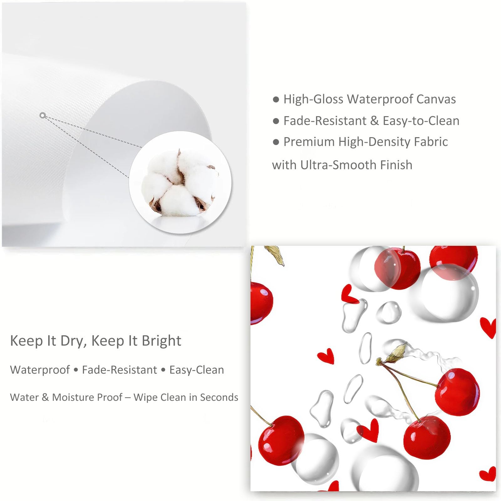 Generisch Weiß Frucht Herz Kirsche Modernes Leinwandbild 140L x 70B cm mit Rahmen, Modern XXL Wanddeko für Wohnzimmer Geschenk Idee Einzug - Hochwertiger Kunstdruck auf Holzrahmen