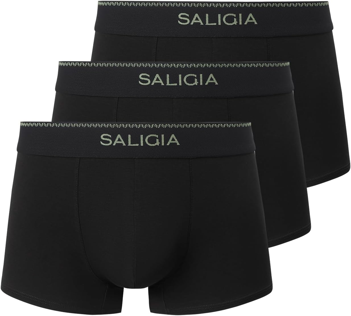 SALIGIA Men’s Trunks Underwear Sexy, 100s Smooth Long-Staple Cotton Boxer Briefs with No-Fly Pouch 3-Pack