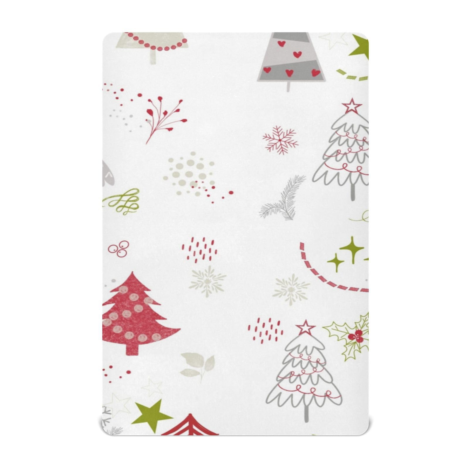 Moudou Christmas Tree Playard Sheet for Boy Girls, Soft Breathable Fitted Toddler Sheet for Standard Playard Bed Mattress, 39 x 27 x 5 Inch