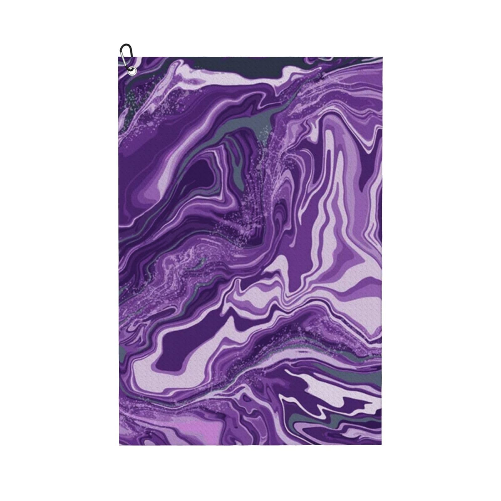 Hnnkloy Dark Purple Marble Background, 16x24 in Portable Waffle Golf Towels with Carabiner Clip for Golf Bag