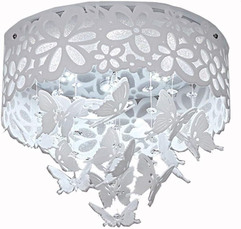 Nordic LED Ceiling Light Romantic Crystal Chandelier Acrylic Butterfly Ceiling Lighting Children's Bedroom Ceiling Lamp (Color : White light, Size : 3230cm-18w)