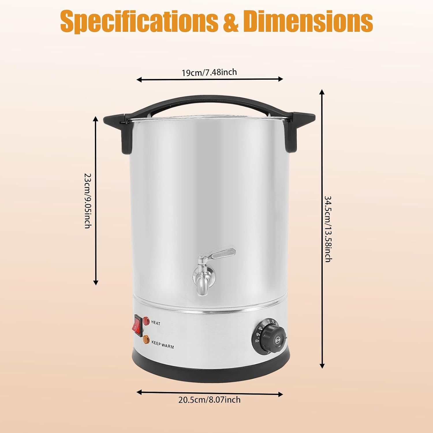 BBinmine Commercial Wax Melter for Candle Making, 1200W Electric Candle Wax Melting Pot with Temperature Control(86-230°F) & Auto Warm Mode, Stainless Steel Wax Warmer for Soy Wax (Silver-8L)