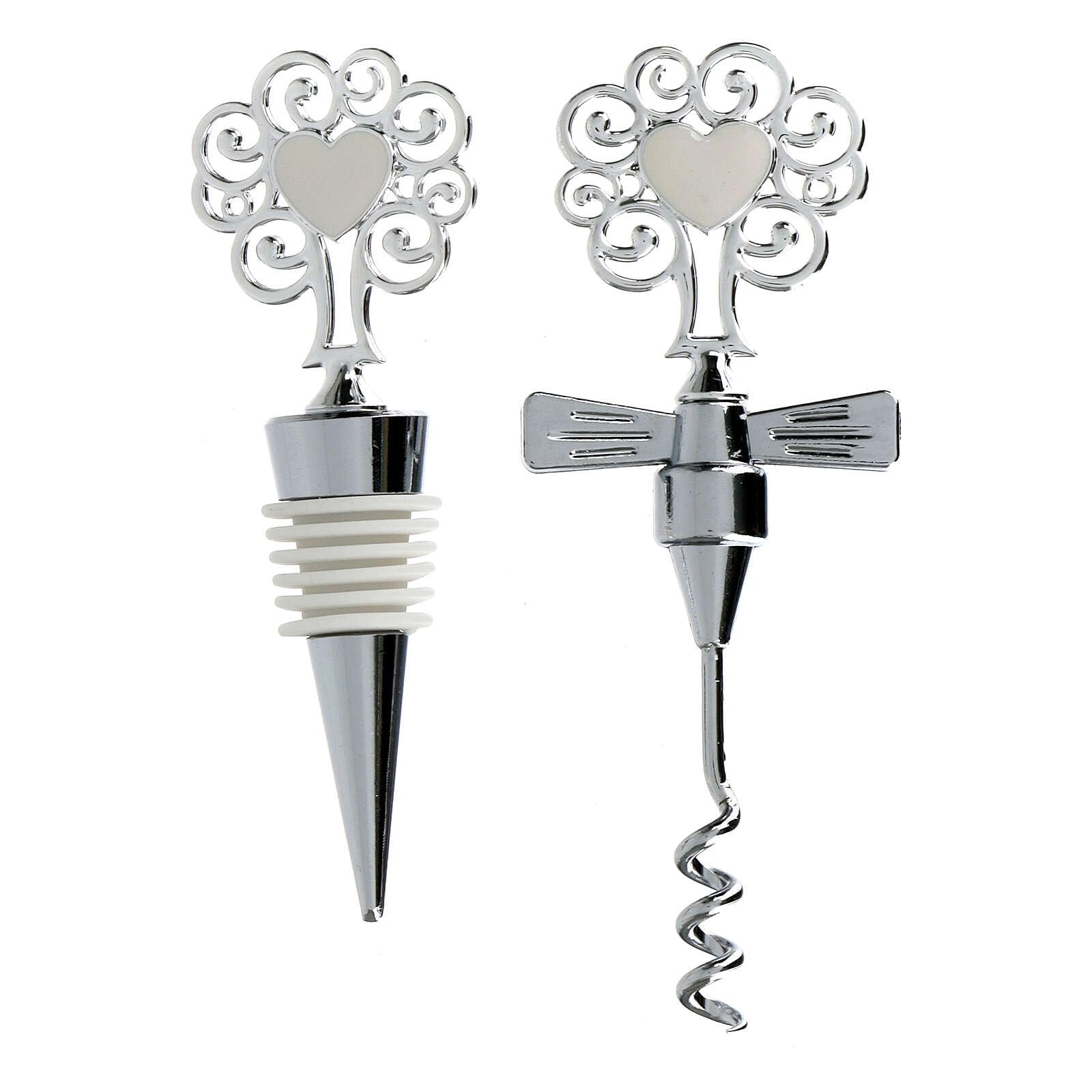 Wine Set: Corkscrew and Cork, Silver Metal, 5 in