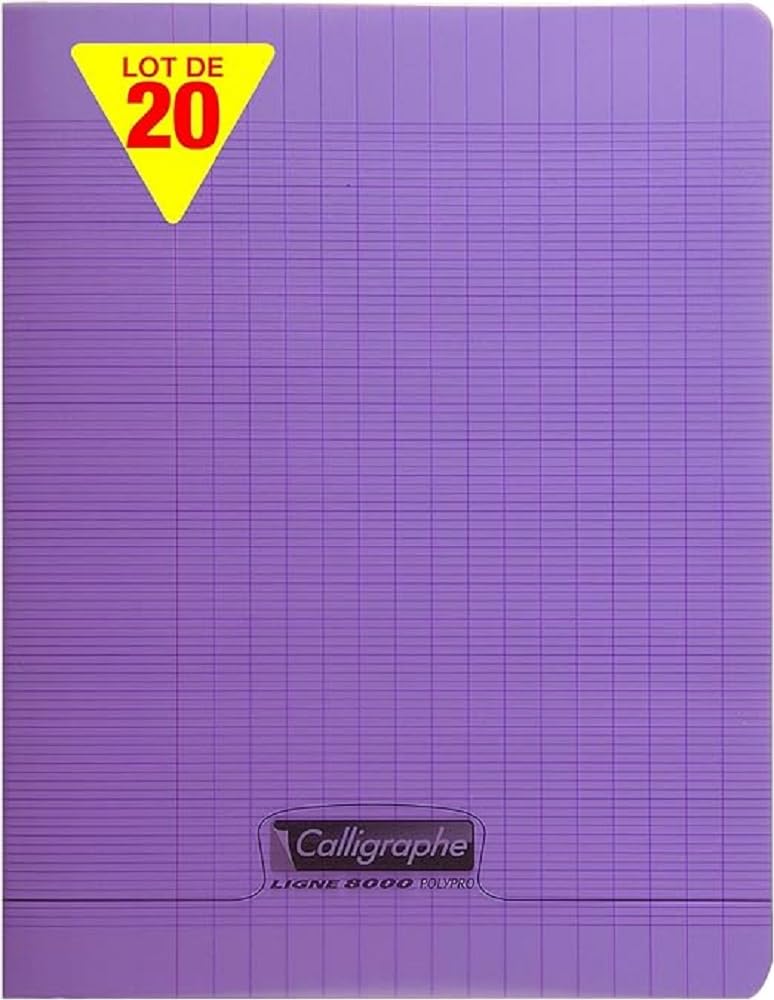 Calligraphe 18007CPack Pack of 20 Purple Stapled Notebooks (Clairefontaine) - 17x22 cm - 32 Seyes Ruled Pages - 90 g White Paper - Transparent Polypro Cover