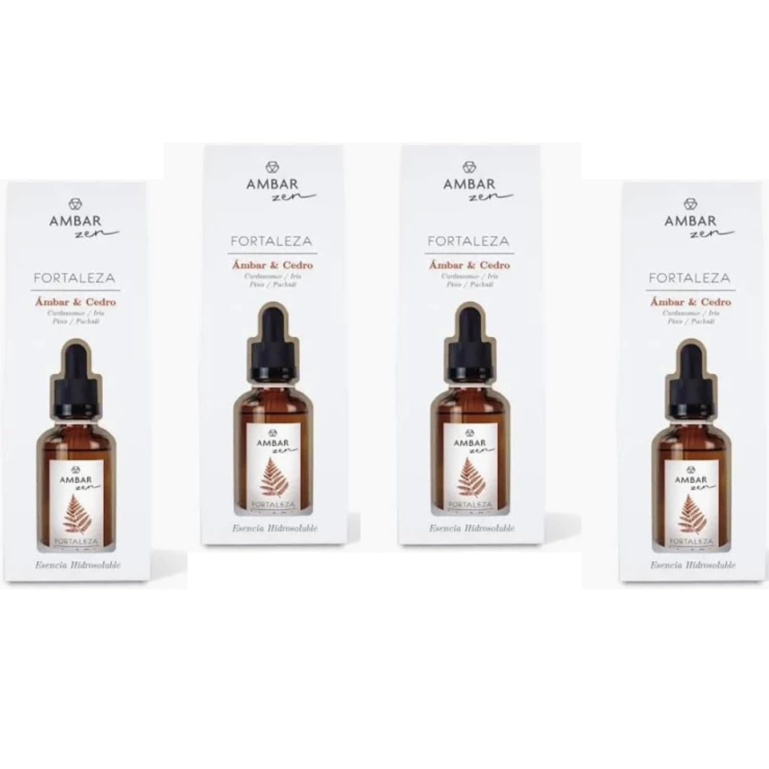 Ambar zen Esencia Hidrosoluble Ámbar y Cedro – Aromaterapia para Difusores y Humidificadores, Fragancia Premium Relajante y Duradera, Ideal para el Hogar u Oficina – 50ml x 4 Unidades