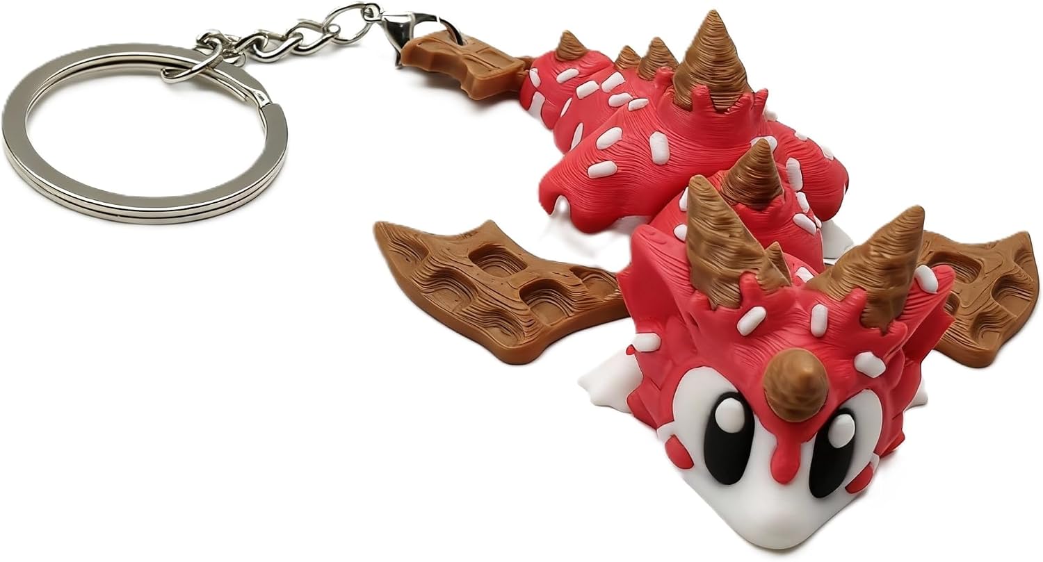 3D Printed Articulated Dragon Keychain, Flexible Dragon Bag Charm