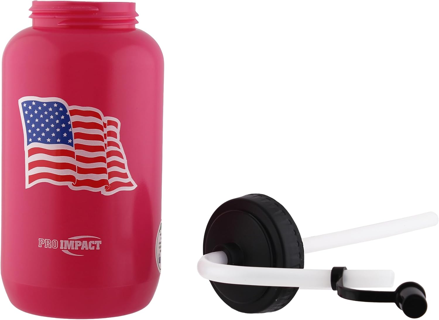 Pro Impact Squeezable Water Bottle Bendable Long Straw - LDPE BPA Free Plastic - Hydration for Baseball Hockey Gym MMA Yoga Boxing Cycling Softball Football Lacrosse (35.5 Oz.)