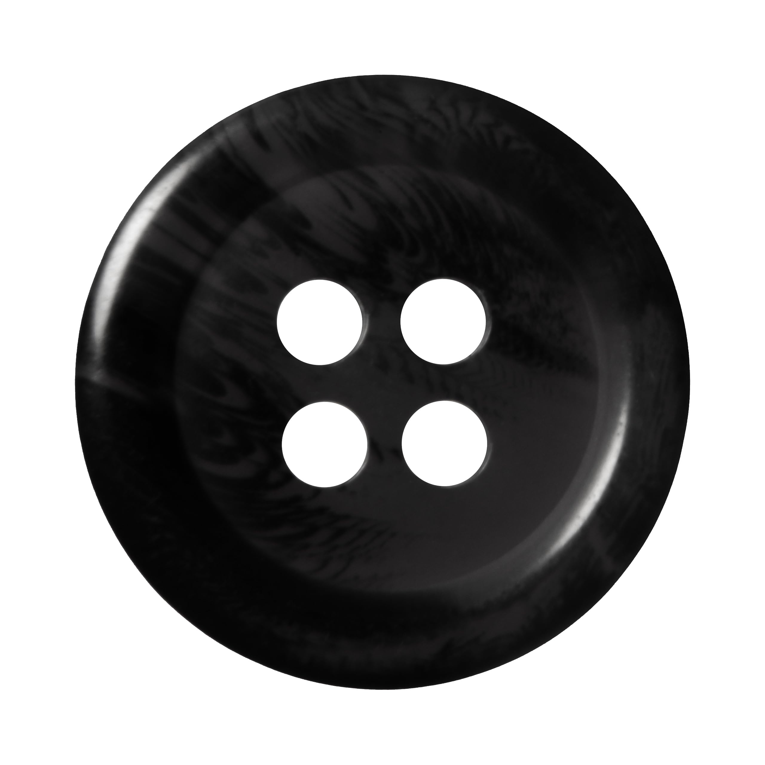Pack of 6 Black and Dark Grey 15mm Round Faux Horn Sew On Plastic Buttons for Skirts Trousers Suits Shorts Flat 4 Holes 24L - Image 2