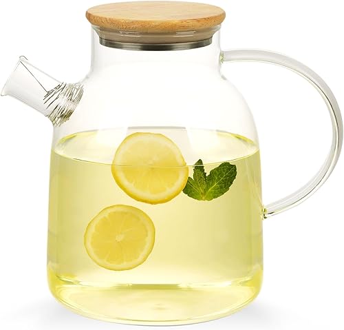 WHJY Tetera de vidrio transparente para cocinar en la estufa, teteras transparentes con infusor para té suelto, tetera para hojas sueltas para agua