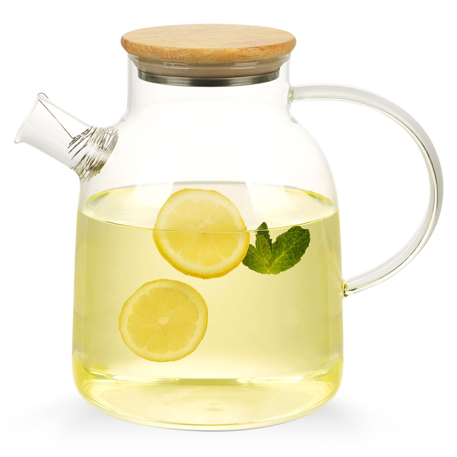 WHJY Clear Glass Teapot Glass Pots for Cooking on Stove Clear Teapots with Infuser for Loose tea, Kettle Teapot for Loose Leaf for Boiling Water - 60oz